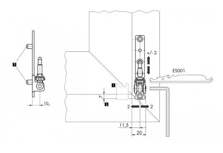 SI Siegenia Aubi Set Ecklager Ecklagerbock EB336 und Ecklagerschlüssel ES001 NEU