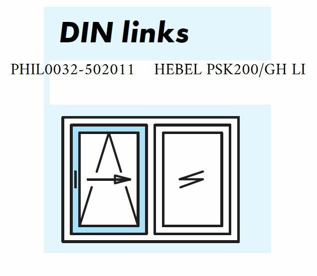 Siegenia Portal PSK200Z/GH Hebel PHIL0032-502011 links Weiß RAL9003 296325