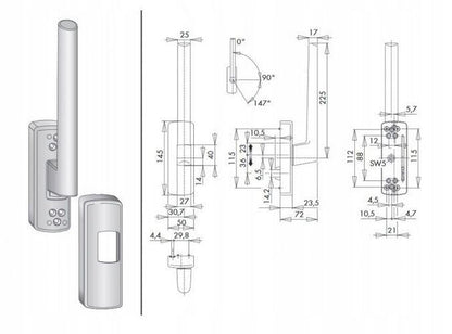 Siegenia Portal Drehgriff PSK 200Z/GH Hebel Braun 297803 PHIL0032-512011 Links