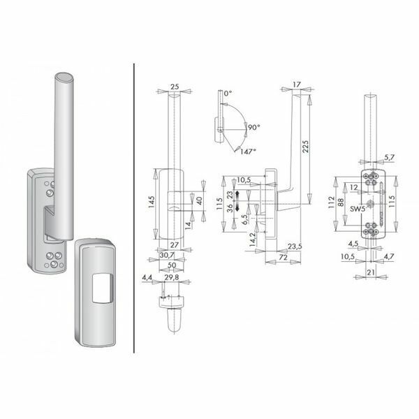 Siegenia Portal Drehgriff PSK 200Z/GH Hebel Silber 296301 PHIL0032-524011 Links