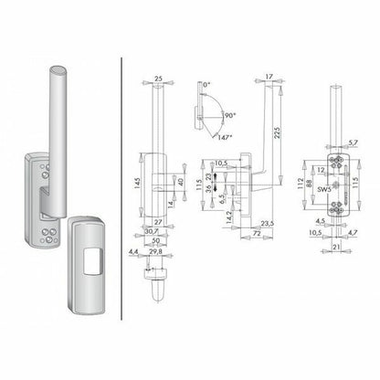 Siegenia Portal Drehgriff PSK 200Z/GH Hebel Silber 296301 PHIL0032-524011 Links