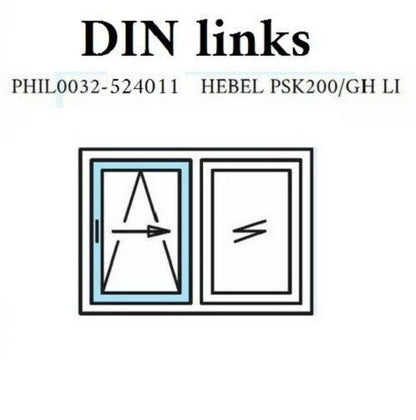 Siegenia Portal Drehgriff PSK 200Z/GH Hebel Silber 296301 PHIL0032-524011 Links